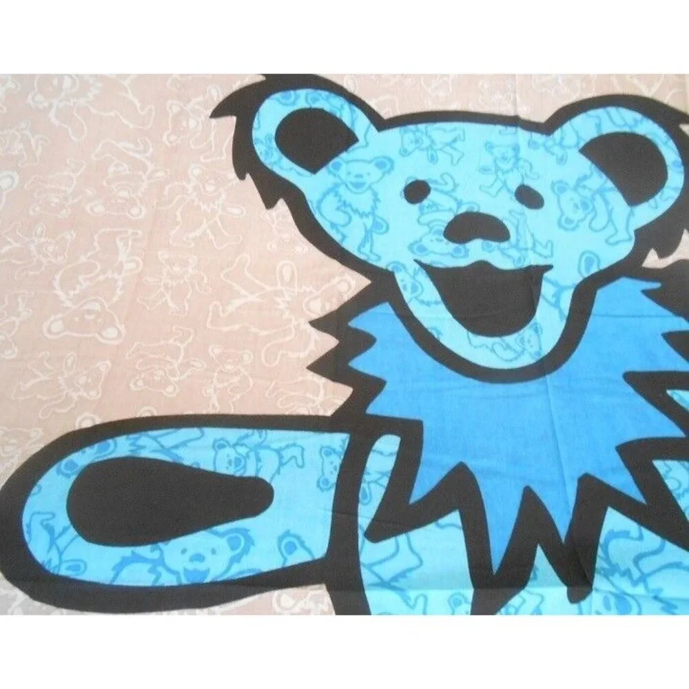New Large Grateful Dead Huge Blue Dancing Bear Wall Art Decor Tapestry 52X80 NIP